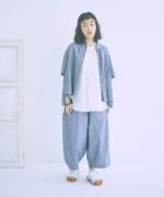 スカラップ刺繍コットンリネンボイル　ノースリーブプルオーバー