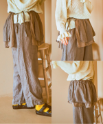 ソリトリネン③×コットンリネンボイルガーゼ　ラップスカート付パンツ