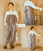 ソリトリネン③×コットンリネンボイルガーゼ　ラップスカート付パンツ