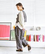 フラワーメッシュジャガード　パンツ