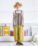 コットンリネンランダムストライプ　2wayビスチェ