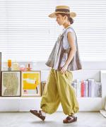 コットンリネンランダムストライプ　2wayビスチェ