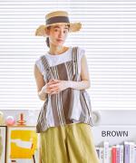 コットンリネンランダムストライプ　2wayビスチェ