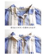 コットンリネンランダムストライプ　シャツ