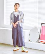 コットンリネンランダムストライプ　シャツ