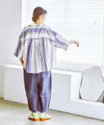 コットンリネンランダムストライプ　シャツ