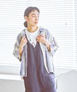 コットンリネンランダムストライプ　シャツ