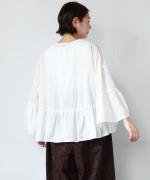 コットンシルクシャンブレー　ケープブラウス