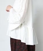 コットンシルクシャンブレー　ケープブラウス