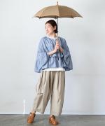 コットンシルクシャンブレー　ケープブラウス