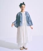 コットンシルクシャンブレー　ケープブラウス