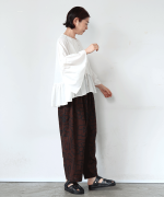 コットンシルクシャンブレー　ケープブラウス