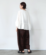 コットンシルクシャンブレー　ケープブラウス