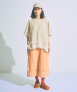 コットンリネンキャンブリック　ワイド7分丈パンツ