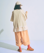コットンリネンキャンブリック　ワイド7分丈パンツ