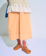 コットンリネンキャンブリック　ワイド7分丈パンツ