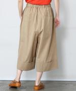 コットンリネンキャンブリック　ワイド7分丈パンツ