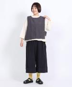 コットンリネンキャンブリック　ワイド7分丈パンツ