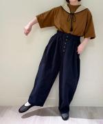 コットンリネンキャンブリック　フル丈パンツ