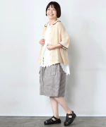 コットンリネンボイルスカラップ刺繍　ノースリーブブラウス