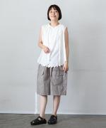 コットンリネンボイルスカラップ刺繍　ノースリーブブラウス