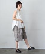 コットンリネンボイルスカラップ刺繍　ノースリーブブラウス