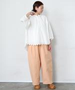 コットンリネンボイルスカラップ刺繍　プルオーバー