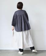 コットンリネンボイルスカラップ刺繍　プルオーバー