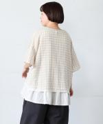 リネンコットンギンガムチェック　チュニック付プルオーバー