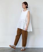 リネンコットンギンガムチェック　チュニック付プルオーバー