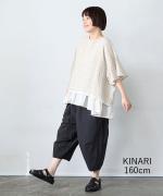 リネンコットンギンガムチェック　チュニック付プルオーバー