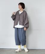 リネンコットンフランス綾　フードブラウス