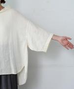 リネンコットンフランス綾　ハイネックチュニック