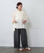 リネンコットンフランス綾　ハイネックチュニック
