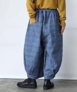 グレンチェックデニムジャガード　パンツ