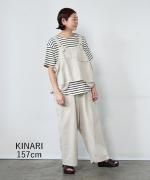 コットンリネンポリ　ストレートパンツ