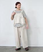 コットンリネンポリ　ストレートパンツ