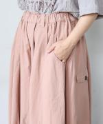 コットンリネンライトチノ　8分丈裾タックパンツ