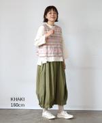 コットンリネンライトチノ　8分丈裾タックパンツ