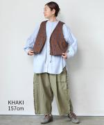 コットンリネンライトチノ　フリルカーゴパンツ