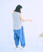 スープレコットンボーダー天竺　裾ラウンドタンクトップ【SALE】