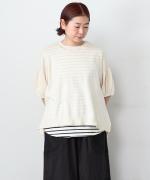 スープレコットンボーダー天竺　裾ラウンドタンクトップ
