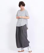 スープレコットンボーダー天竺　裾ラウンド半袖T【SALE】