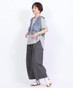 スープレコットンボーダー天竺　裾ラウンド半袖T【SALE】