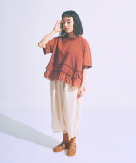コットン天竺×ラミー　ヘムフリルTシャツ