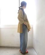 ヴィンテージ天竺×コットンリネンローン　裾フリルプルオーバー