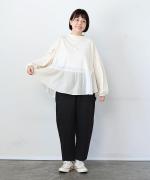 天竺×コットンリネンボイル  パフスリーブプルオーバー