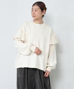 コットンハニカム　ショルダーフリルプルオーバー