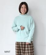 ランダムリブニット　フリルハイネック
