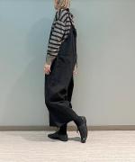 コットンリブニット　ボーダー衿付きプルオーバー